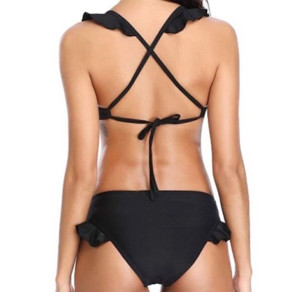 NWT Marinavida Black Ruffled Bikini Sz XL - Picture 2 of 8